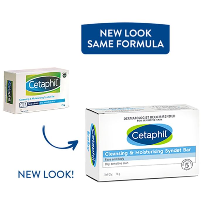 Cetaphil Cleansing & Moisturising Syndet Bar | For Dry & Sensitive Skin