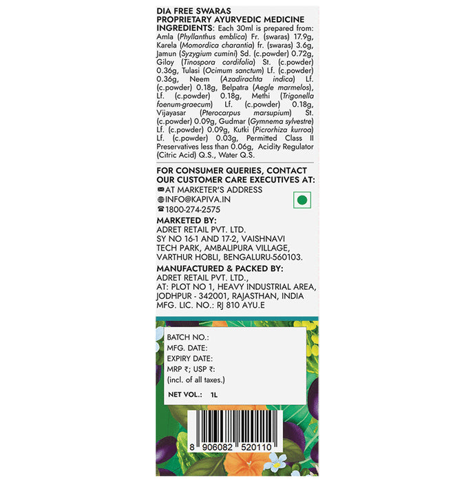 Kapiva Diafree Juice for Diabetes Care | Helps Maintain Healthy Blood Sugar Levels