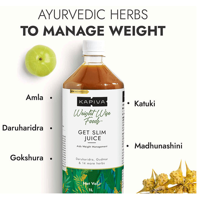Kapiva Get Slim Juice | Healthy Weight Management | 12 Ayurvedic Herbs (1ltr Each)