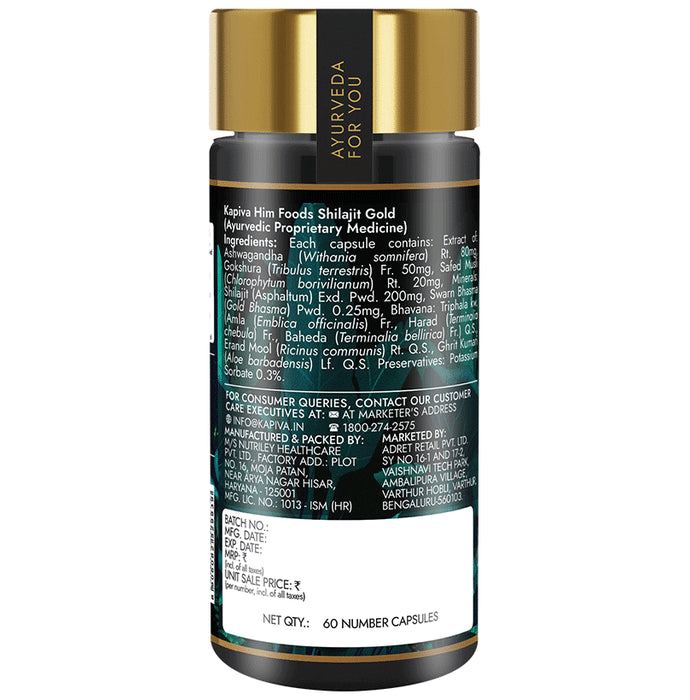 Kapiva Shilajit Gold Capsules with Safed Musli, Gokshura & Ashwagandha | For Stamina & Energy
