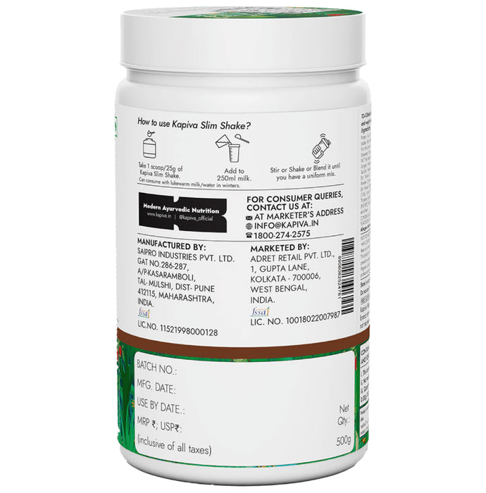 Kapiva Weight Wise Foods Slim Shake Weight Control with High Protein & High Fibre | Flavour Chocolate