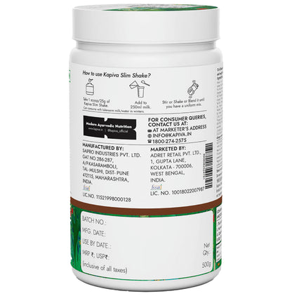 Kapiva Weight Wise Foods Slim Shake Weight Control with High Protein & High Fibre | Flavour Chocolate