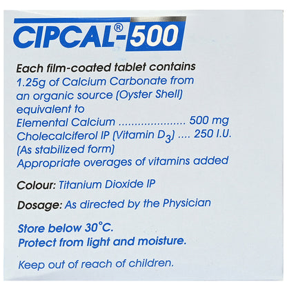 Cipcal 500 Tablet from Cipla | Source of Calcium & Vitamin D | For Bone, Joint and Muscle Care