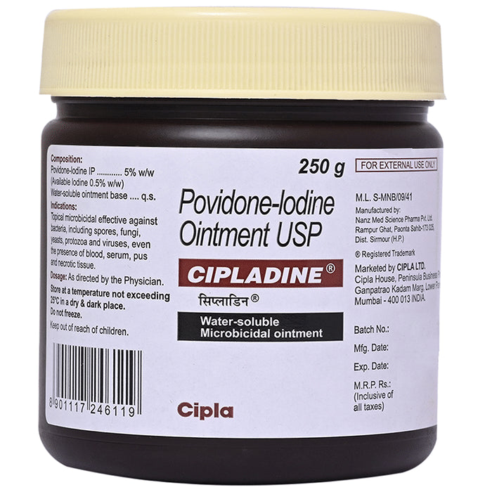 Cipladine Water-Soluble Microbicidal Povidone-lodine Ointment - Classic Derma