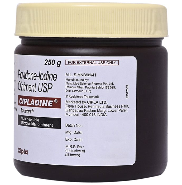 Cipladine Water Soluble Microbicidal Povidone lodine Ointment
