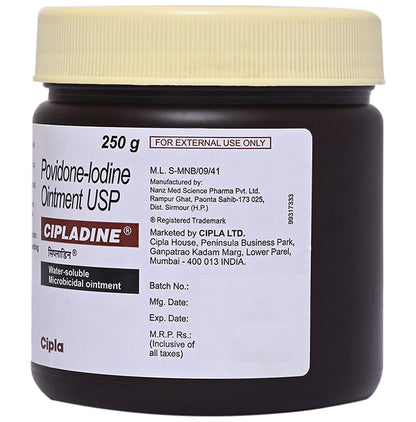 Cipladine Water Soluble Microbicidal Povidone lodine Ointment