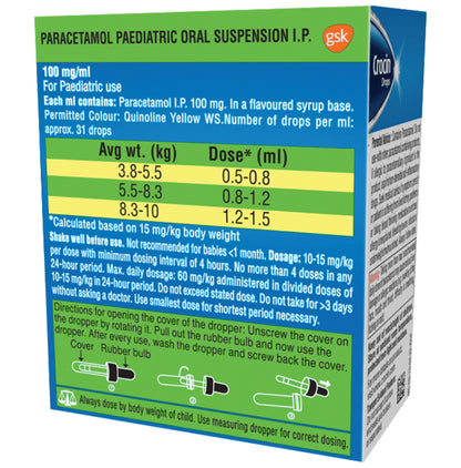 Crocin Baby Paracetamol Paediatric Drops | Flavour Peppermint