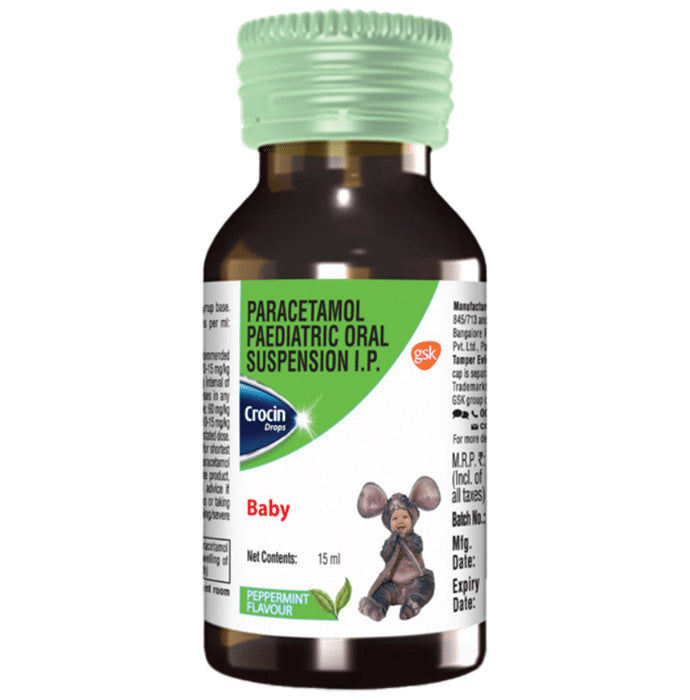 Crocin Baby Paracetamol Paediatric Drops | Flavour Peppermint