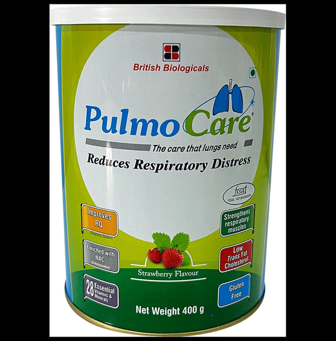 Pulmocare Powder with Vitamins, Minerals & NAC for Respiratory & Lung Health | Flavour Strawberry Gluten Free - Classic Derma
