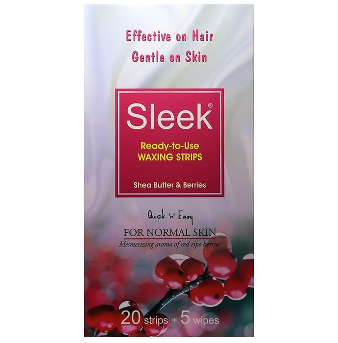 Sleek Ready-To-Use Waxing Strips( 20 Strips & 5 Wipes) Normal Skin - Classic Derma