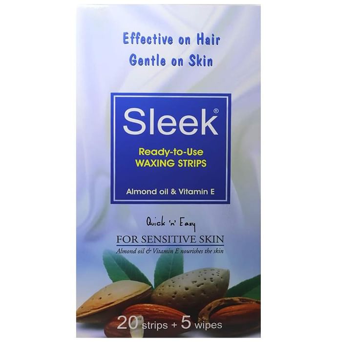 Sleek Ready-To-Use Waxing Strips( 20 Strips & 5 Wipes) Sensitive Skin - Classic Derma