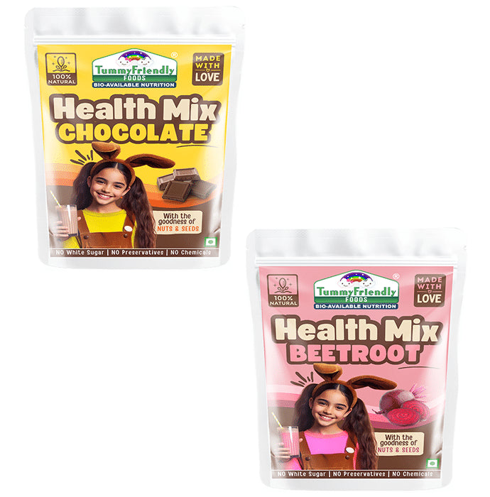 TummyFriendly Foods Combo Pack of Chocolate Health Mix & Beetroot Health Mix (300gm Each) - Classic Derma