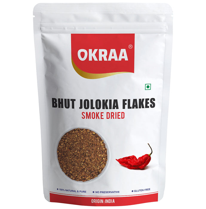 Okraa Bhut Jolokia Flakes Smoke Dried - Classic Derma