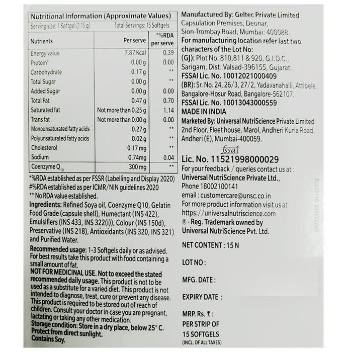 CoQ 300 Coenzyme Q10 Softgel | The Cellular Energizer
