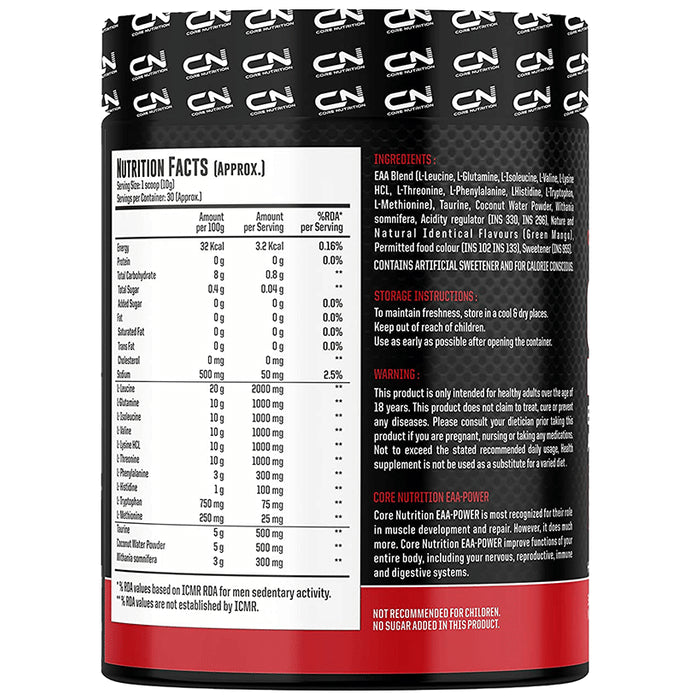 Core Nutrition EAA Power Essential Amino Acid Complex Powder Green Mango