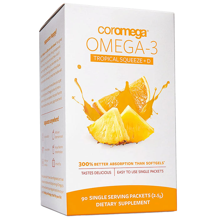 Coromega Omega 3 Tropical Squeeze +D (2.5gm Each) - Classic Derma