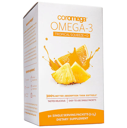 Coromega Omega 3 Tropical Squeeze +D (2.5gm Each) - Classic Derma