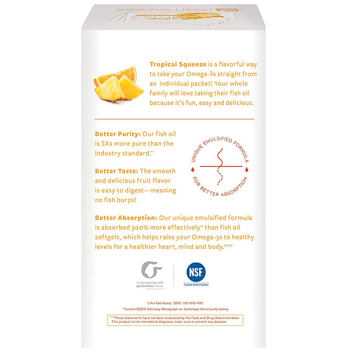 Coromega Omega 3 Tropical Squeeze +D (2.5gm Each)