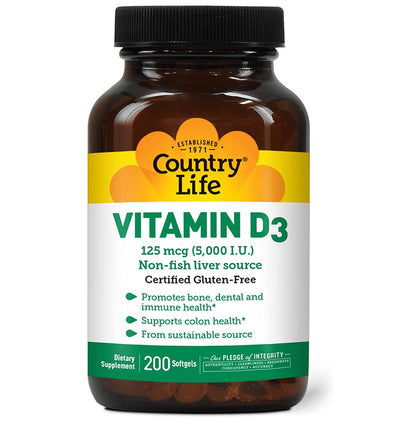 Country Life Vitamin D3 125mcg (5000 I.U.) Softgel - Classic Derma