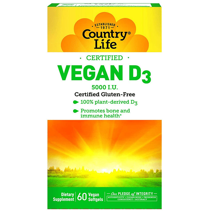 Country Life Vitamin D3 5000IU Vegan Softgel - Classic Derma