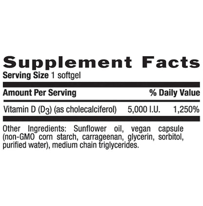 Country Life Vitamin D3 5000IU Vegan Softgel