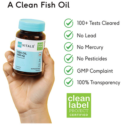 Healthkart HK Vitals Fish Oil 1000 mg for Joint & Heart Health | Soft Gelatin Capsule