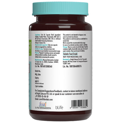 Healthkart HK Vitals Fish Oil 1000 mg for Joint & Heart Health | Soft Gelatin Capsule