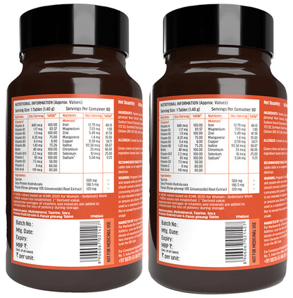 Healthkart HK Vitals Multivitamin Multimineral, Amino Acids, Taurine & Ginseng Extract Tablet (60 Each)