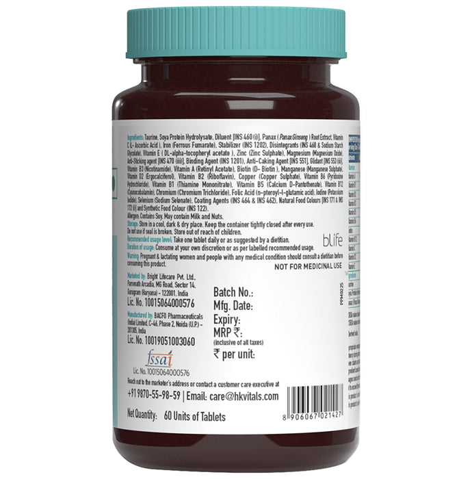 Healthkart HK Vitals Multivitamin with Multimineral, Amino Acids, Taurine & Ginseng Extract | For Energy, Immunity & Stamina | Tablet