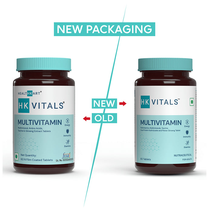 Healthkart HK Vitals Multivitamin with Multimineral, Amino Acids, Taurine & Ginseng Extract | For Energy, Immunity & Stamina | Tablet