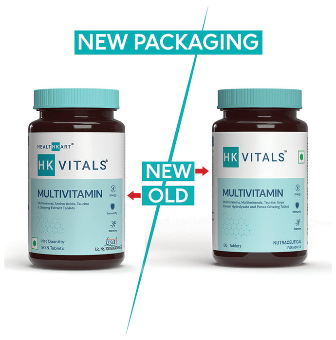 Healthkart HK Vitals Multivitamin with Multimineral, Amino Acids, Taurine & Ginseng Extract | For Energy, Immunity & Stamina | Tablet
