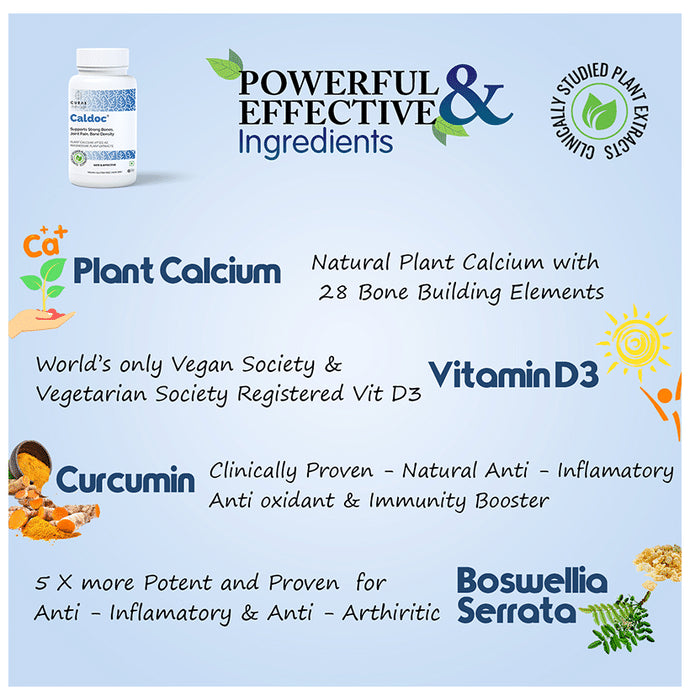 Curae Health & Lifestyle Caldoc Plant Calcium Vitamin D3 Tablet