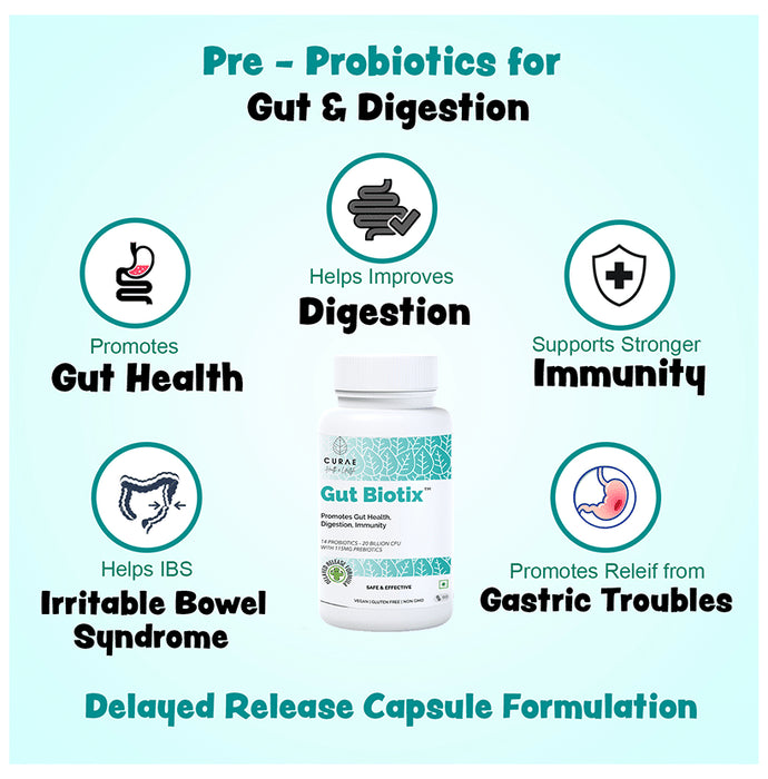 Curae Health & Lifestyle Gut Biotix Probiotics and Prebiotics Capsule