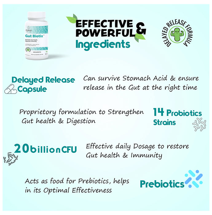 Curae Health & Lifestyle Gut Biotix Probiotics and Prebiotics Capsule