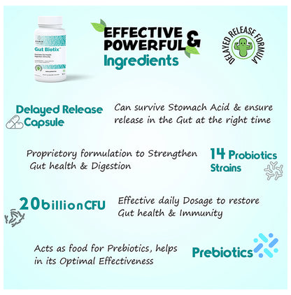 Curae Health & Lifestyle Gut Biotix Probiotics and Prebiotics Capsule