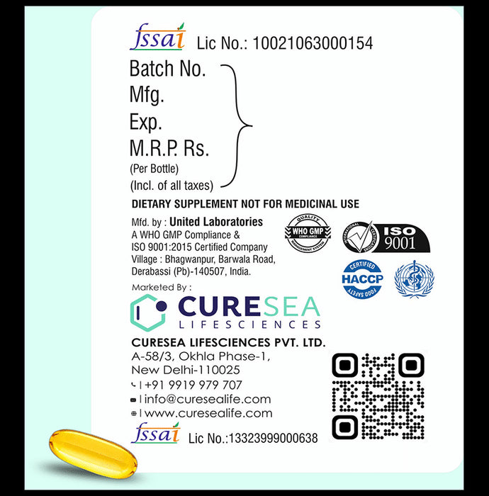 CURESEA Lifesciences Combo Pack of Omega-3 Salmon Fish Oil & Vitamin D3 & K2 MK-7