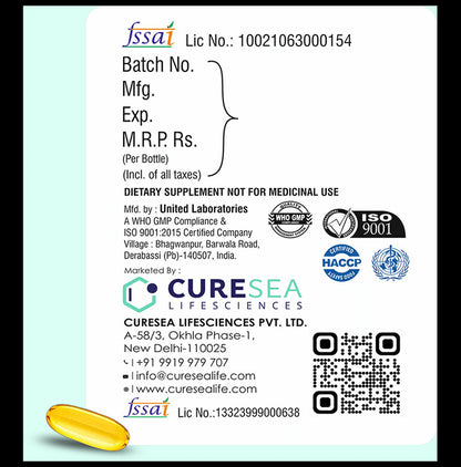 CURESEA Lifesciences Combo Pack of Omega-3 Salmon Fish Oil & Vitamin D3 & K2 MK-7