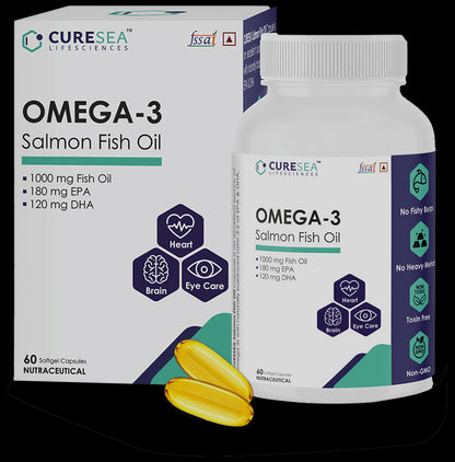 CURESEA Lifesciences Omega-3 Salmon Fish Oil Softgel Capsule || Brain, Heart, Eyes & Joints Health | - Classic Derma