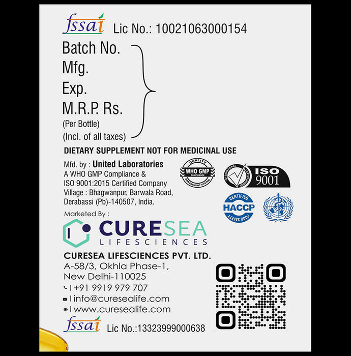 CURESEA Lifesciences Omega-3 Salmon Fish Oil Softgel Capsule || Brain, Heart, Eyes & Joints Health |