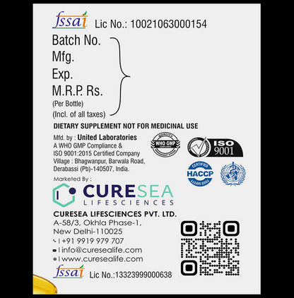 CURESEA Lifesciences Omega-3 Salmon Fish Oil Softgel Capsule || Brain, Heart, Eyes & Joints Health |