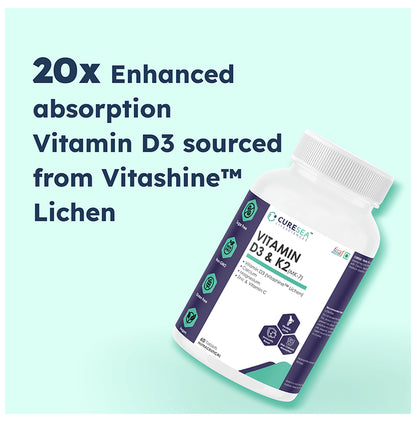 CURESEA Lifesciences Vitamin D3 + K2 Tablet with Calcium, Magnesium, Zinc & Vitamin C