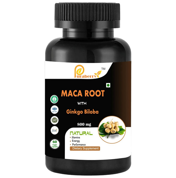 Puraberry Maca Root with Ginkgo Biloba 800mg Veggie Capsule - Classic Derma