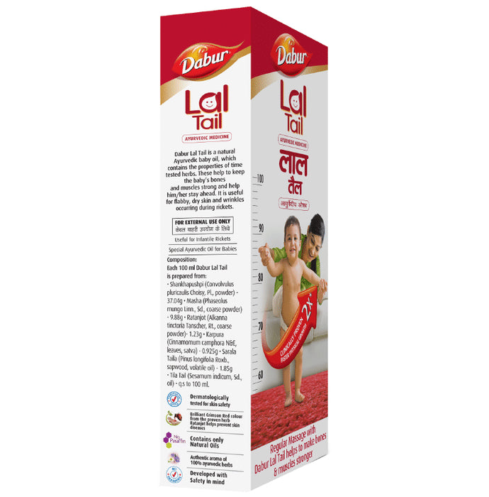 Dabur Lal Tail | Ayurvedic Baby Massage Oil | Supports Baby's Bone, Muscle & Skin Health