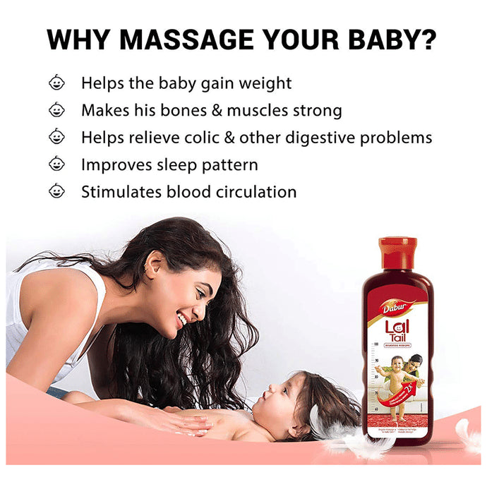 Dabur Lal Tail | Ayurvedic Baby Massage Oil | Supports Baby's Bone, Muscle & Skin Health