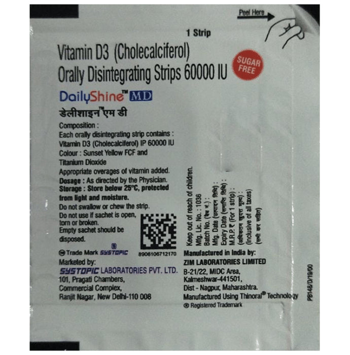 Dailyshine MD Vitamin D3 Orally Disintegrating Strip Sugar Free - Classic Derma