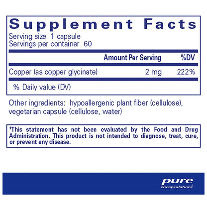 Pure Encapsulations Copper (Glycinate) Capsule