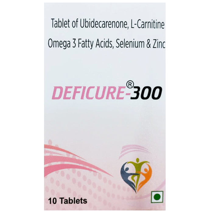 Deficure 300 Tablet with CoQ10, L-Carnitine, Omega-3 Fatty Acids, Selenium & Zinc - Classic Derma
