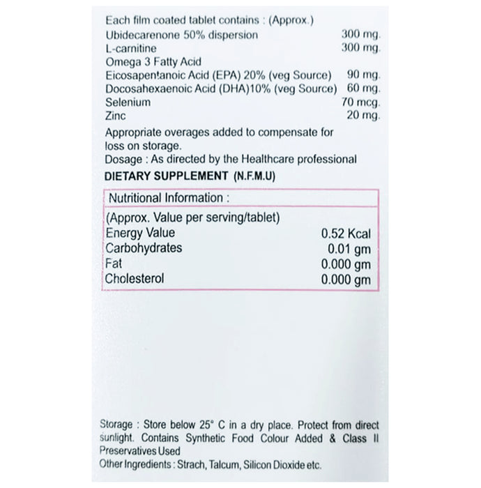 Deficure 300 Tablet with CoQ10, L-Carnitine, Omega-3 Fatty Acids, Selenium & Zinc