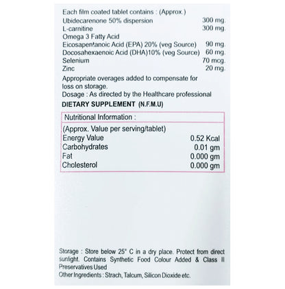 Deficure 300 Tablet with CoQ10, L-Carnitine, Omega-3 Fatty Acids, Selenium & Zinc