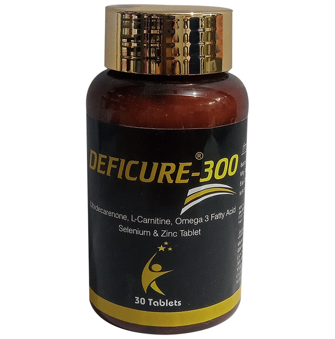 Deficure 300 Tablet with CoQ10, L-Carnitine, Omega-3 Fatty Acids, Selenium & Zinc - Classic Derma